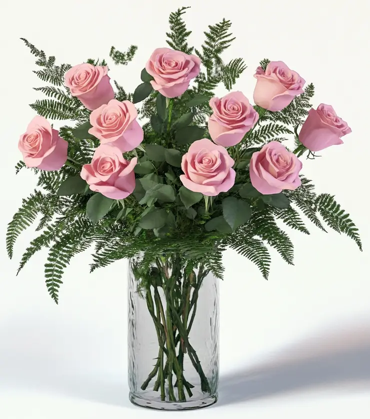 One Dozen Pink Roses