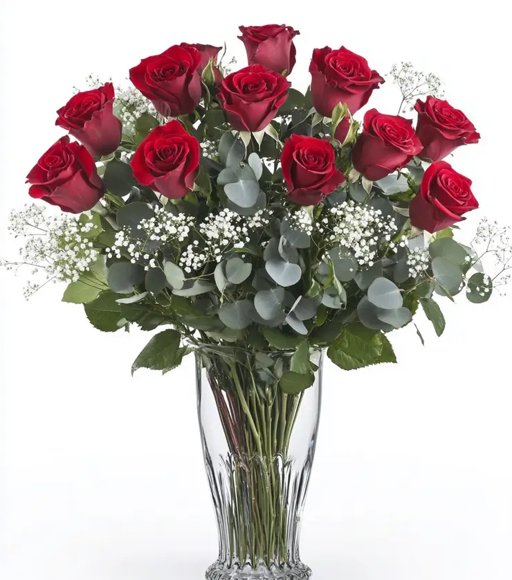Red Roses in a Glass Vase