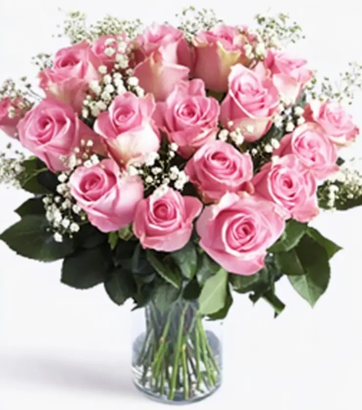 12 Pink Roses