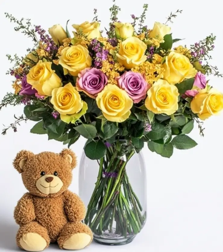 Teddy Bear and Flowers