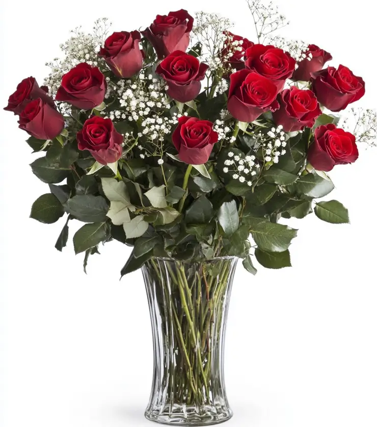 Red Roses in a Glass Vase