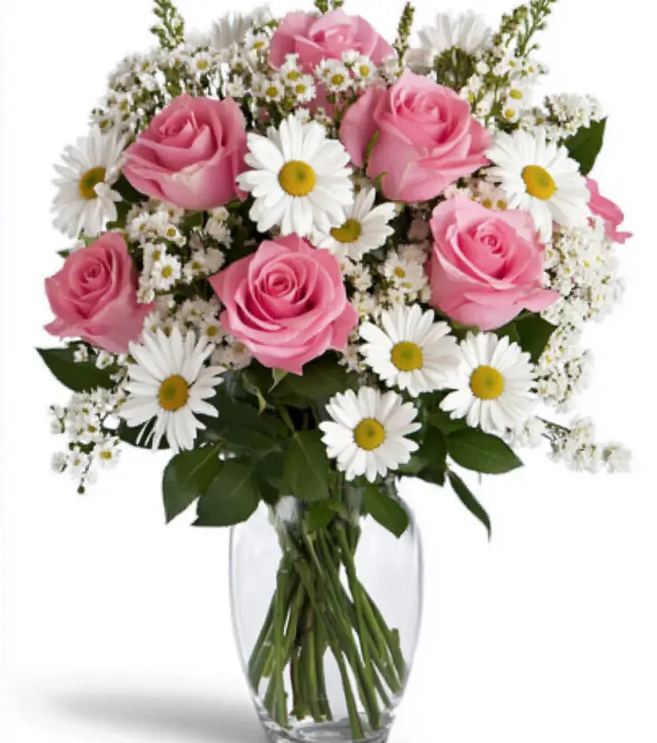 Pink and white blooms