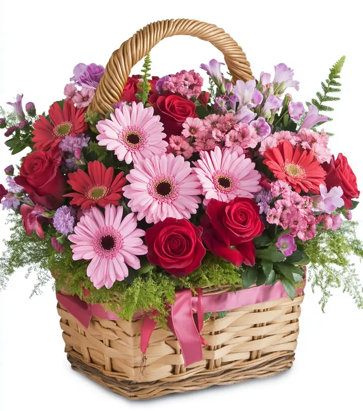 A Country Basket of Flowers